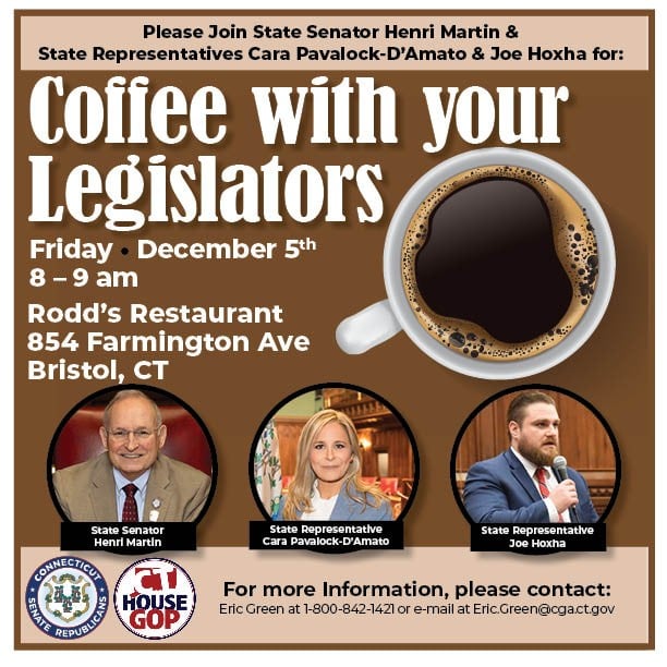 Bristol Lawmakers to Meet for Monthly Coffee Hour